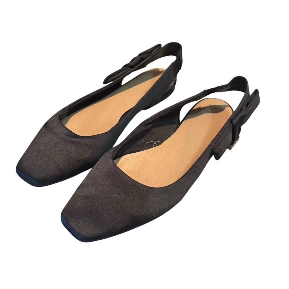 Marks & Spencer women’s Black‎ Slingback Flats size UK 7 US 9.5 bow detail